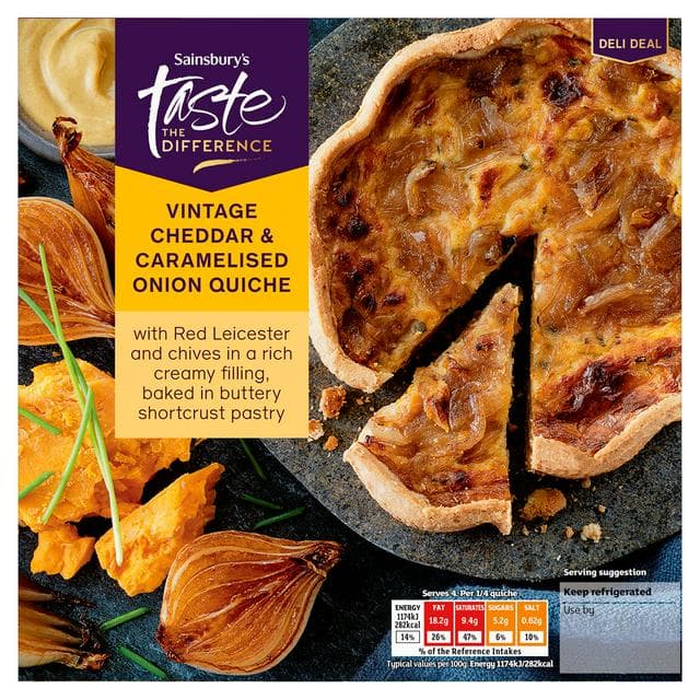 Sainsbury's Extra Mature Cheddar & Caramelised Onion Quiche, Taste the Difference 400g - gallery image 1
