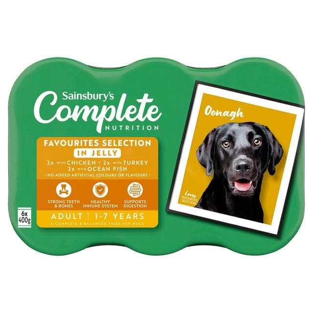 Sainsbury's Adult Dog Food Complete Nutrition Favourites Selection in Jelly 6x400g - gallery image 1