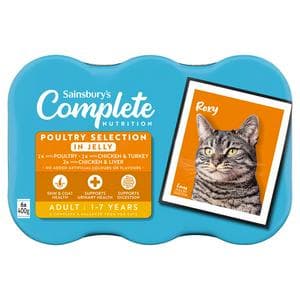 Sainsbury's Adult Complete Nutrition Meat Selection in Jelly Cat Food 1+ Years 6 x 400g