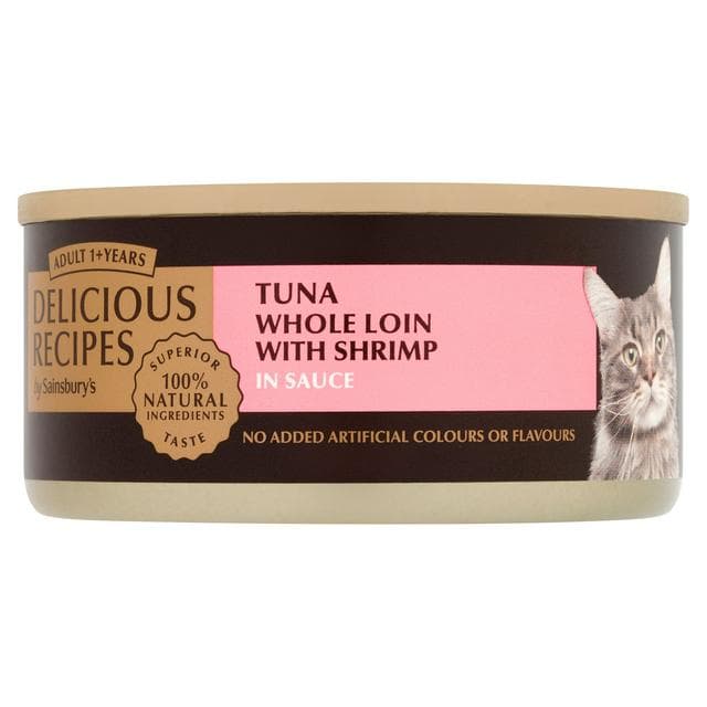 Sainsbury's Delicious Recipes 1+ Tuna Whole Loin with Shrimp Adult Cat Food 70g - gallery image 1