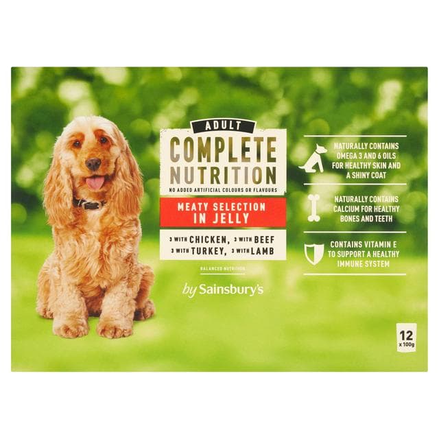 Sainsbury's Adult Complete Nutrition Meat Selection in Jelly Wet Dog Food 12 x 100g - gallery image 1