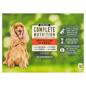 Sainsbury's Senior Complete Nutrition Meaty Selection in Gravy Wet Dog Food 12 x 100g