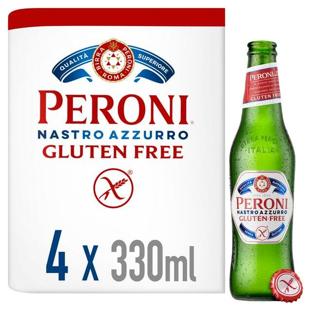 Peroni Nastro Azzurro Gluten Free Beer Lager Bottles 4x330ml - gallery image 1