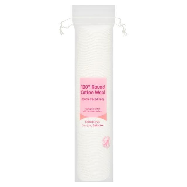 Sainsbury's Double Faced Round Cotton Wool Pads x100 - gallery image 1