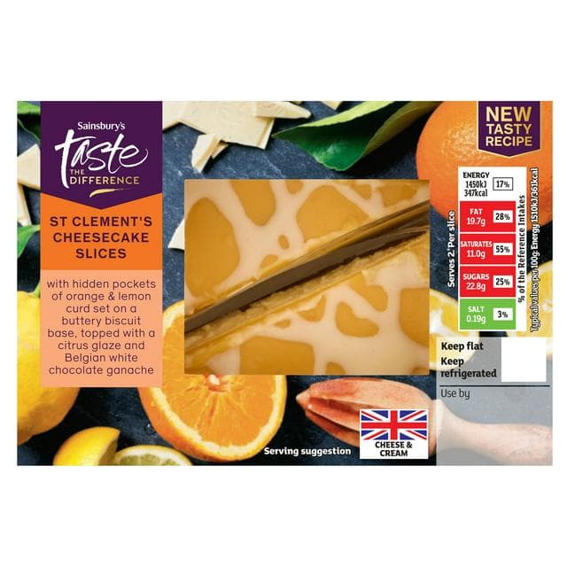 Sainsbury's St Clement's 2 x 96g Cheesecake Slices, Taste the Difference - gallery image 1