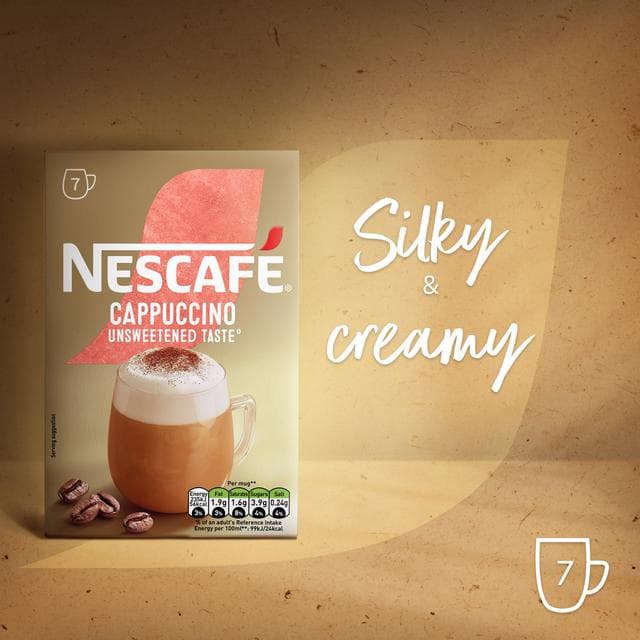 Nescafe Cappuccino Unsweetened Instant Coffee Sachets x7 99.4g - gallery image 6