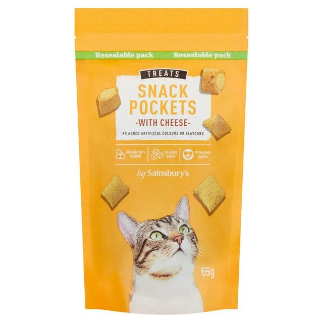 Sainsbury's Cat Treat Snack Pockets with Cheese 65g - gallery image 1