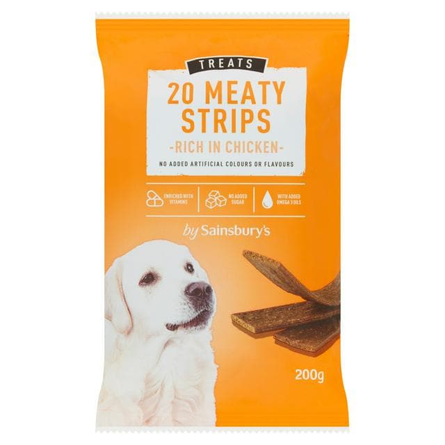Sainsbury's Meaty Strip Dog Treats with Chicken x20 200g - gallery image 1