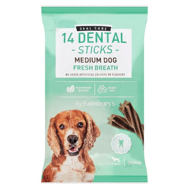 Sainsbury's Fresh Breath Dental Sticks for Medium Dogs x14 360g - gallery image 1