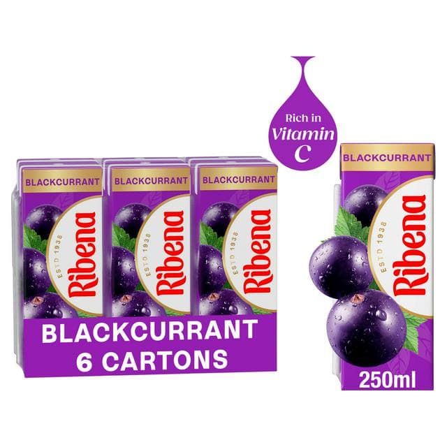 Ribena Blackcurrant Juice Drink Cartons 6x250ml - gallery image 1