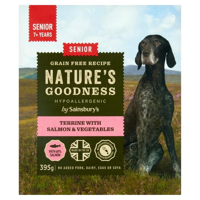 Sainsbury's Nature's Goodness Hypoallergenic Recipe Senior Dog Food Terrine with Fresh Salmon & Vegetables 395g - gallery image 1