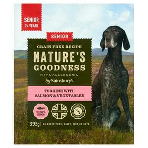 Sainsbury's Nature's Goodness Hypoallergenic Recipe Senior Dog Food Terrine with Fresh Salmon & Vegetables 395g