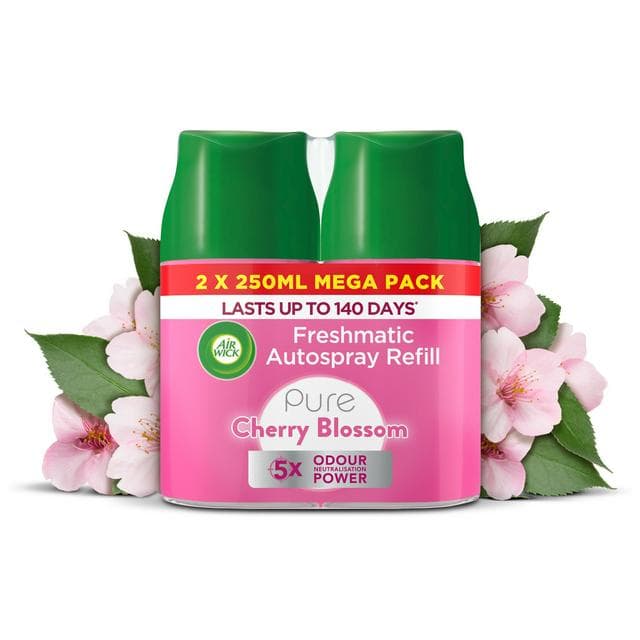 Air Wick Pure Cherry Blossom Freshmatic Autospray Twin Refill Air Freshener 2x250ml - gallery image 1
