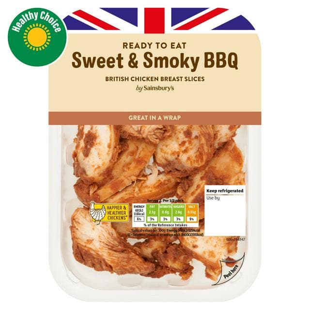 Sainsbury's Sweet & Smokey BBQ Sliced British Chicken Breast 180g - gallery image 1