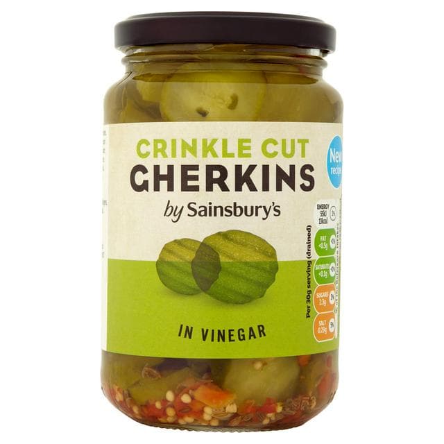 Sainsbury's Crinkle Gherkins in Vinegar 340g (180g*) - gallery image 1