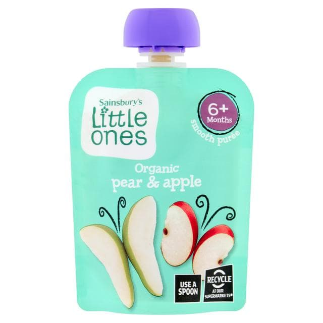 Sainsbury's Little Ones Organic Pear & Apple Smooth Puree 6+ Months 70g - gallery image 1