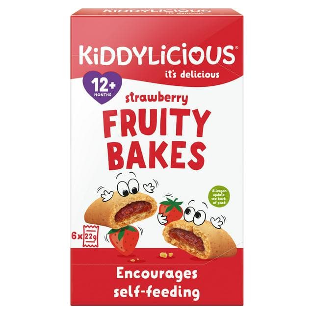 Kiddylicious Strawberry Fruity Bakes Baby Snacks 6x22g - gallery image 1