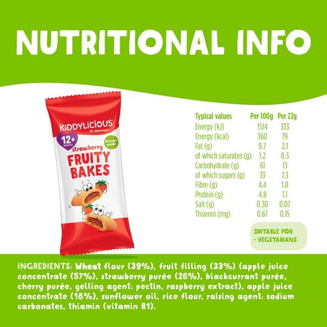 Kiddylicious Strawberry Fruity Bakes Baby Snacks 6x22g - gallery image 3