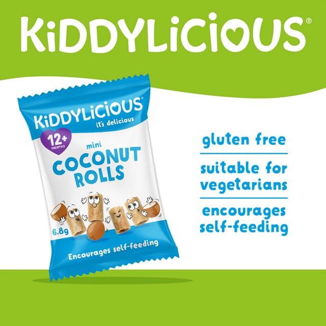 Kiddylicious Original Mini Coconut Rolls Baby Snacks 8x7g - gallery image 2