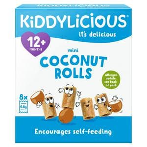 Kiddylicious Original Mini Coconut Rolls Baby Snacks 8x7g