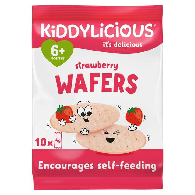 Kiddylicious Strawberry Maxi Wafers Baby Snacks 10x4g - gallery image 1