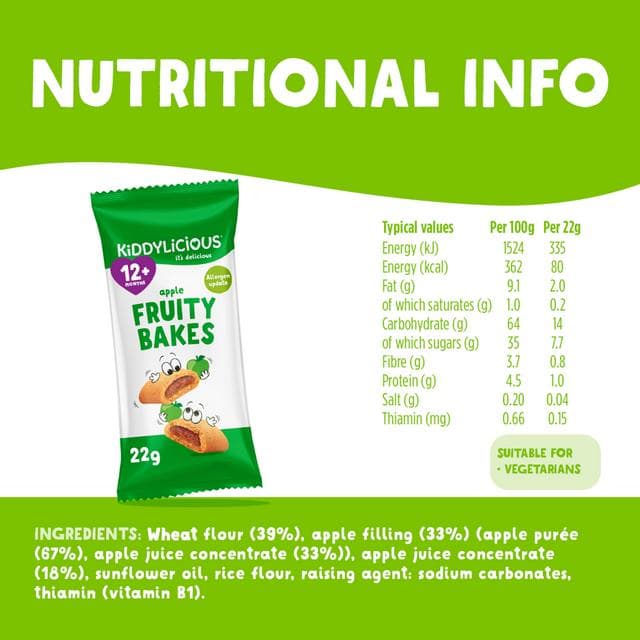 Kiddylicious Apple Fruity Bakes Baby Snacks 6x22g - gallery image 3