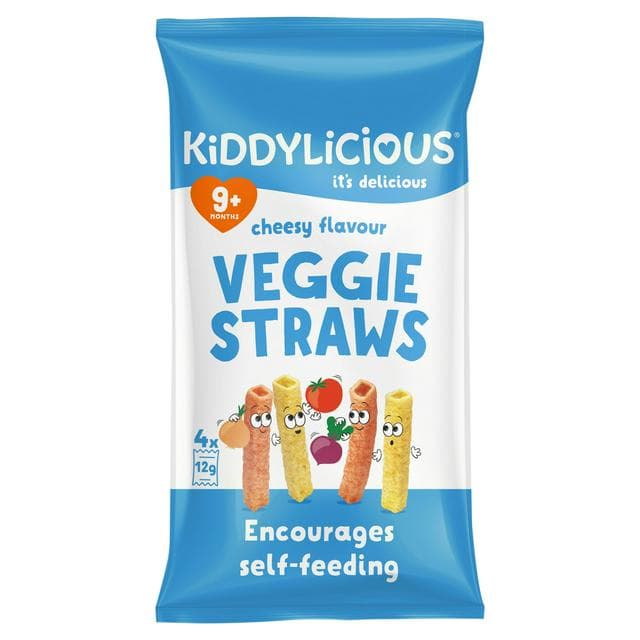 Kiddylicious Cheesy Flavoured Veggie Straws Baby Snacks 4x12g - gallery image 1