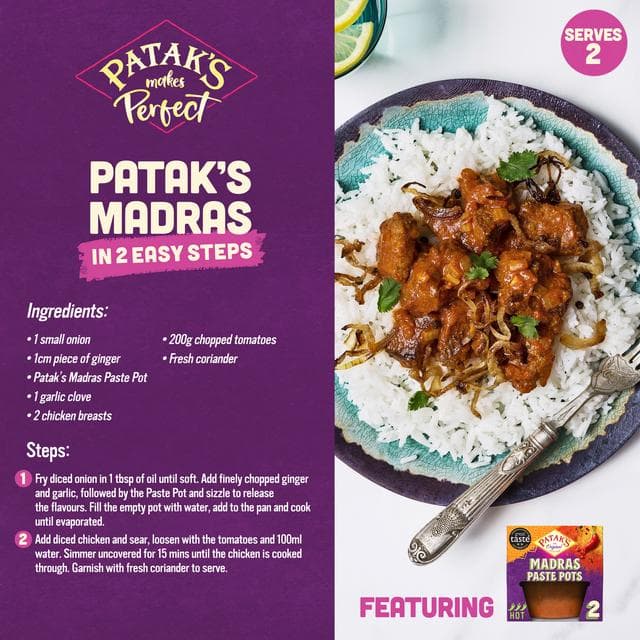 Patak's Indian 2 x 70g Madras Curry Paste Pots - gallery image 2