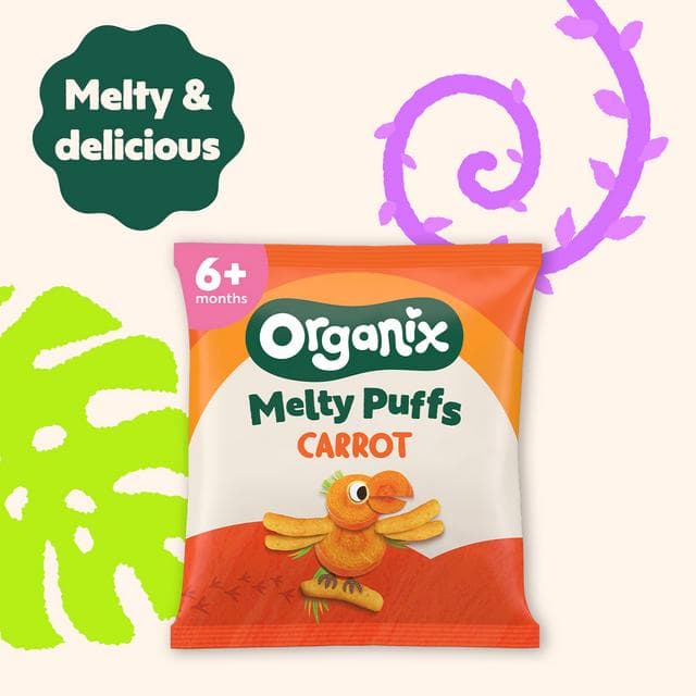 Organix Melty Organic Carrot Baby Puffs Multipack 6 months+ 4x18g - gallery image 3