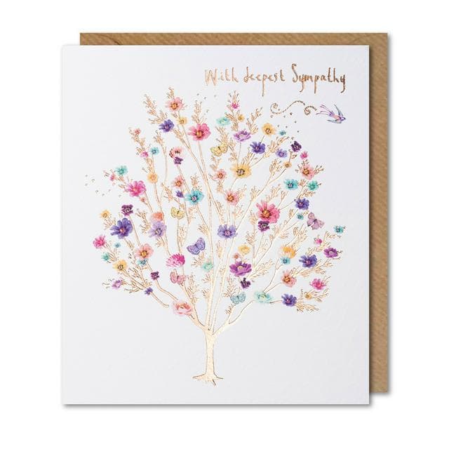 Paperlink Deepest Sympathy Card Classic Flower Tree Greeting Card - gallery image 1
