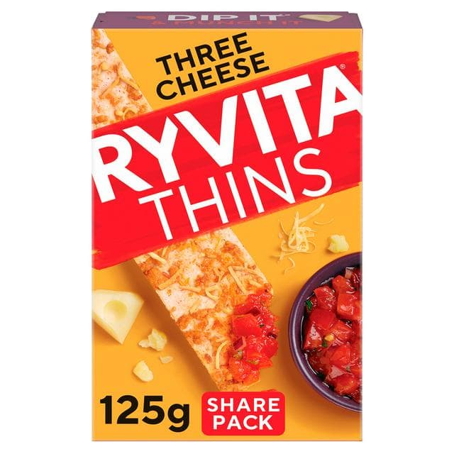 Ryvita Thins Three Cheese Flatbread Crackers 125g - gallery image 1