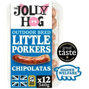The Jolly Hog 12 x British Little Porker Chipolata Sausages with Rubbed Sage 340g