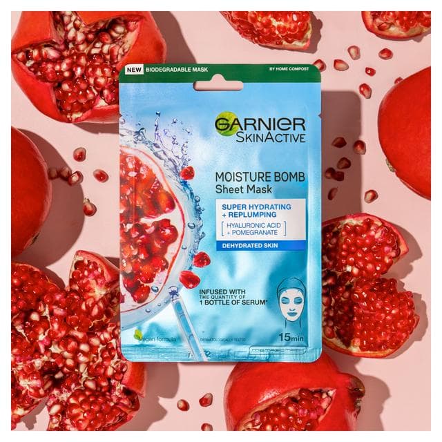 Garnier Moisture Bomb Pomegranate Hydrating Face Sheet Mask - gallery image 3