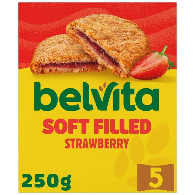 Belvita Soft Bakes 5 x 50g Strawberry Filled Cereal Multipack Snack Bars - gallery image 1