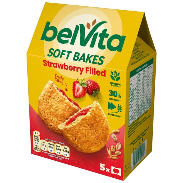 Belvita Soft Bakes 5 x 50g Strawberry Filled Cereal Multipack Snack Bars - gallery image 3