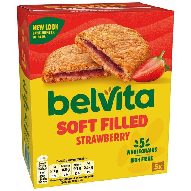 Belvita Soft Bakes 5 x 50g Strawberry Filled Cereal Multipack Snack Bars - gallery image 4
