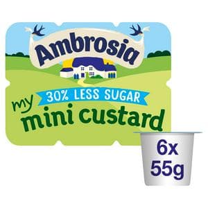 Ambrosia My Mini 6 x 55g Reduced Sugar Custard Lunchbox Snack Pots