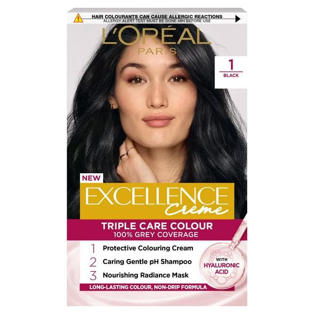 L'Oreal Paris Excellence Permanent Hair Dye Natural Darkest Black 1 - gallery image 1