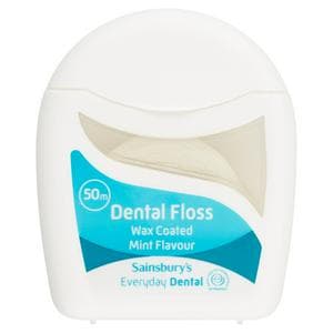 Sainsbury's Dental Floss Waxed Coating Mint Flavour 50m