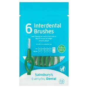 Sainsbury's Interdental Brush 0.8mm ISO 5 Green x6