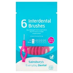 Sainsbury's Interdental Brush 0.4mm ISO 0 Pink x6