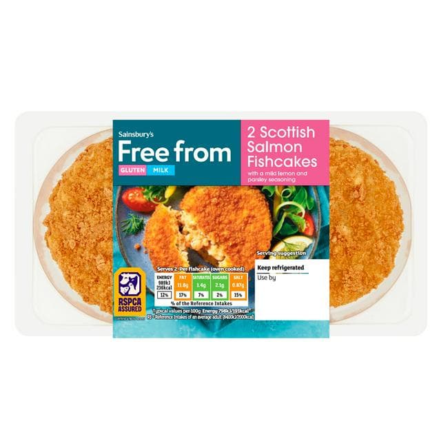 Sainsbury's Free From Scottish Salmon Fishcakes x2 270g - gallery image 1