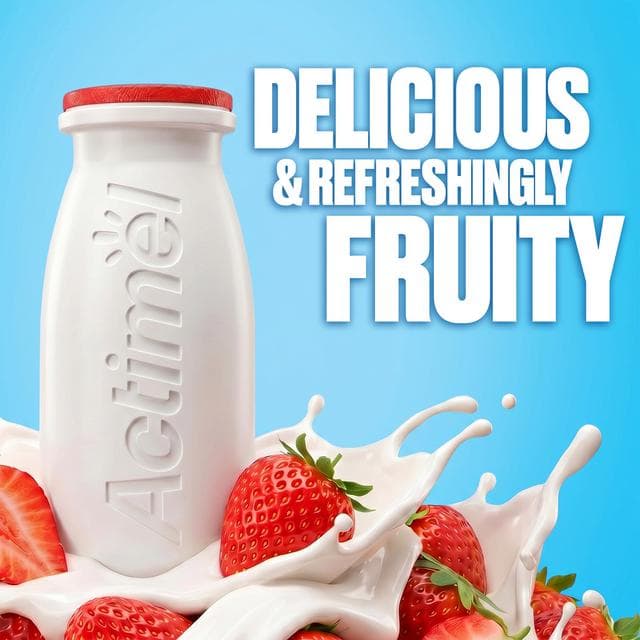 Actimel Strawberry 0% Added Sugar Fat Free Yogurt Drink 12x100g - gallery image 4