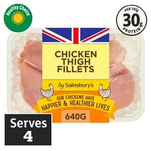 Sainsbury's 640g British Fresh Skinless & Boneless Chicken Thigh Fillets