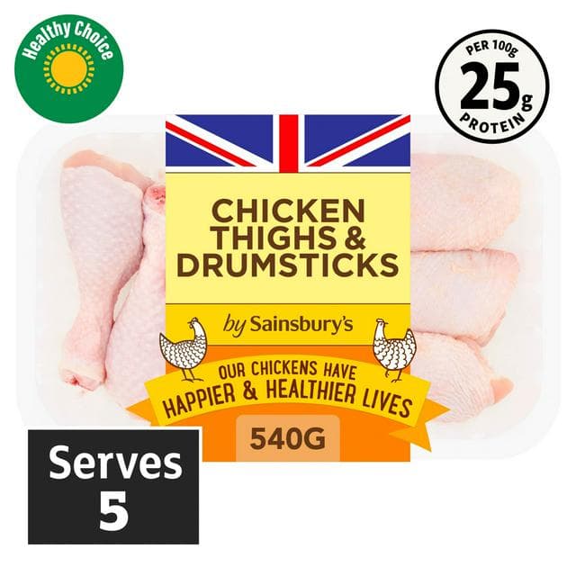 Sainsbury's 540g British Fresh Chicken Skin on Thighs & Drumsticks - gallery image 1