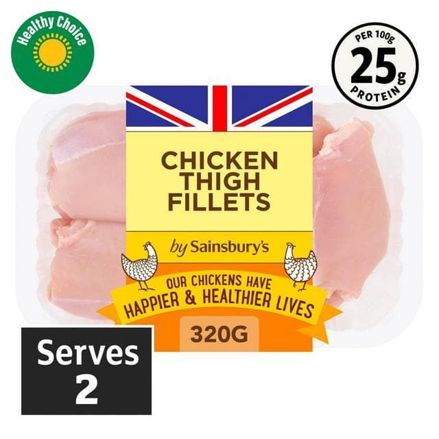 Sainsbury's 320g British Fresh Chicken Thigh Fillets Skinless & Boneless - gallery image 1