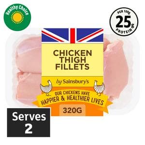 Sainsbury's 320g British Fresh Chicken Thigh Fillets Skinless & Boneless