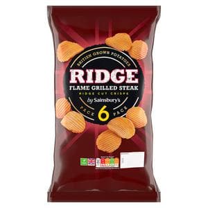 Sainsbury's Ridged Steak Multipack Crisps 6x25g