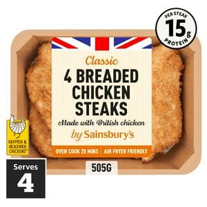 Sainsbury's Fresh Breaded British Chicken Steaks x4 505g