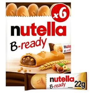Nutella B-ready Chocolate Hazelnut Biscuit Snack Bars Multipack 6x22g